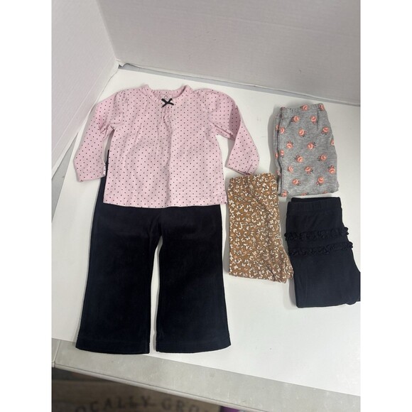 Girls 12 Months Lot 4 Pants( Used) 1 Top (new) - Picture 2 of 7